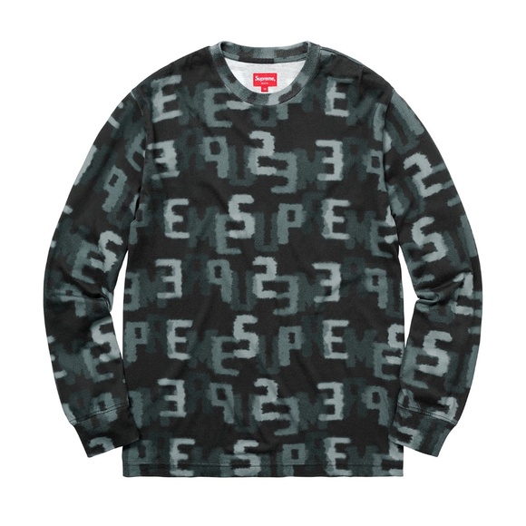 Supreme Letters L/S Top Black Men’s Size Medium Crewneck Long Sleeve Tee SS18 🔥 - Picture 9 of 10